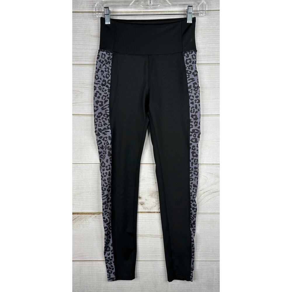 NICOLE MILLER SPORT Leggings Womens M Black Animal Print Skinny Leg Workout Yoga